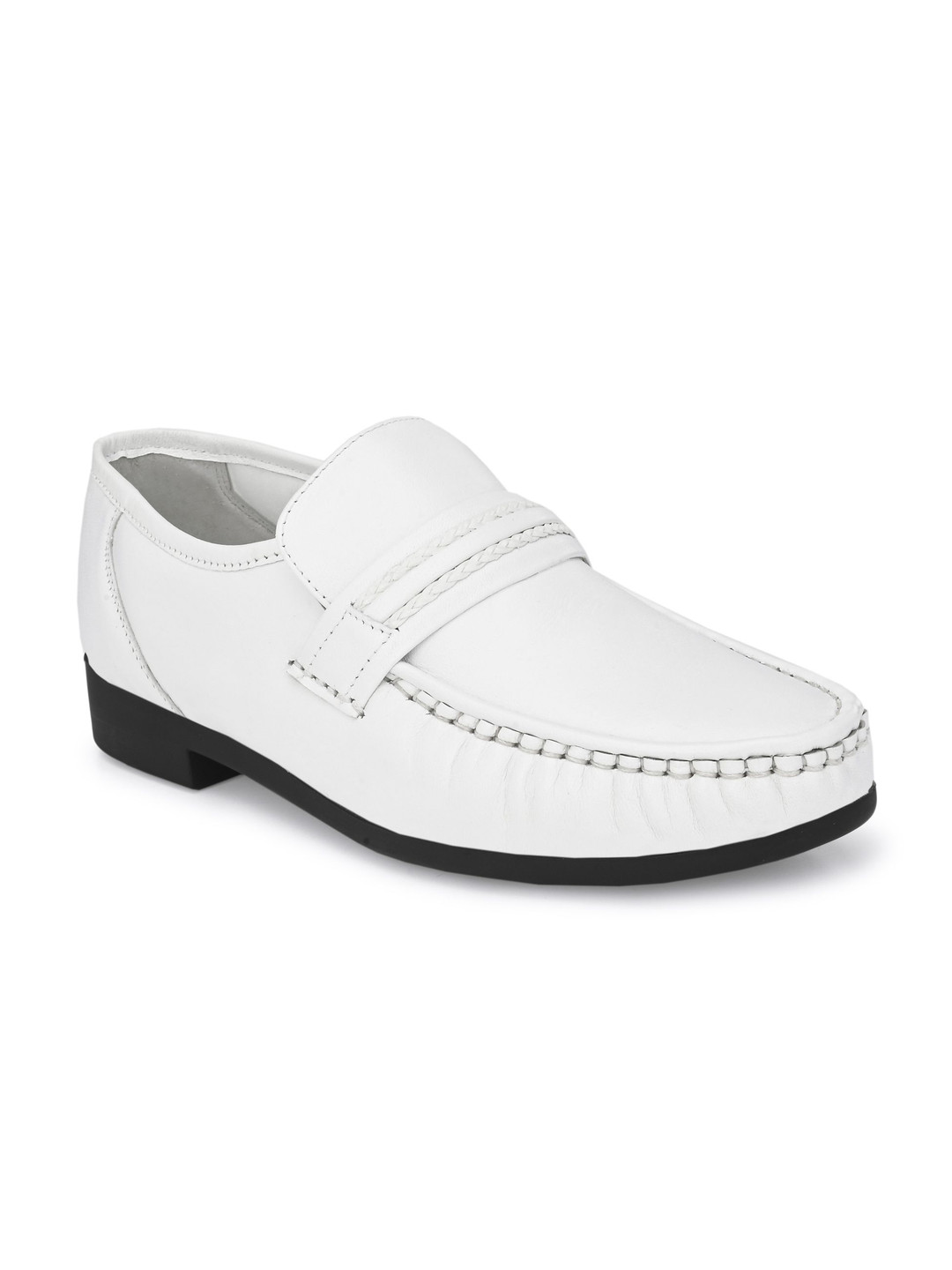 

Hitz Men Leather Formal Slip On Shoes, White