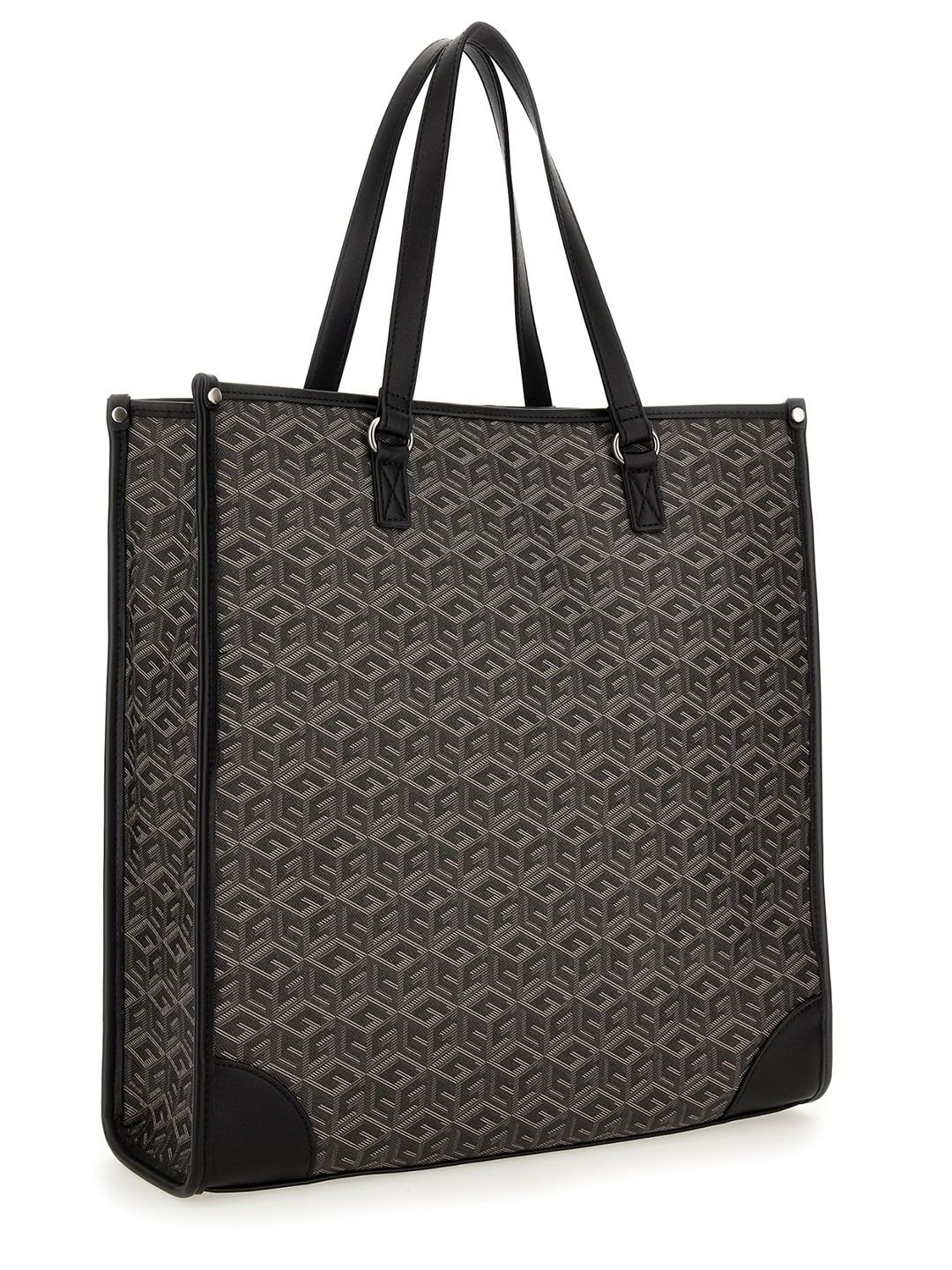 

GUESS Men Geometric Printed Shopper Tote Bag, Grey