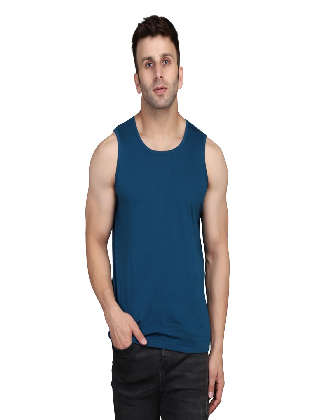 

WOOSTRO 2-Pcs Ultra-Soft Innerwear Vests RS26 COMBO (PEACOCK) (BLKGRY), Teal