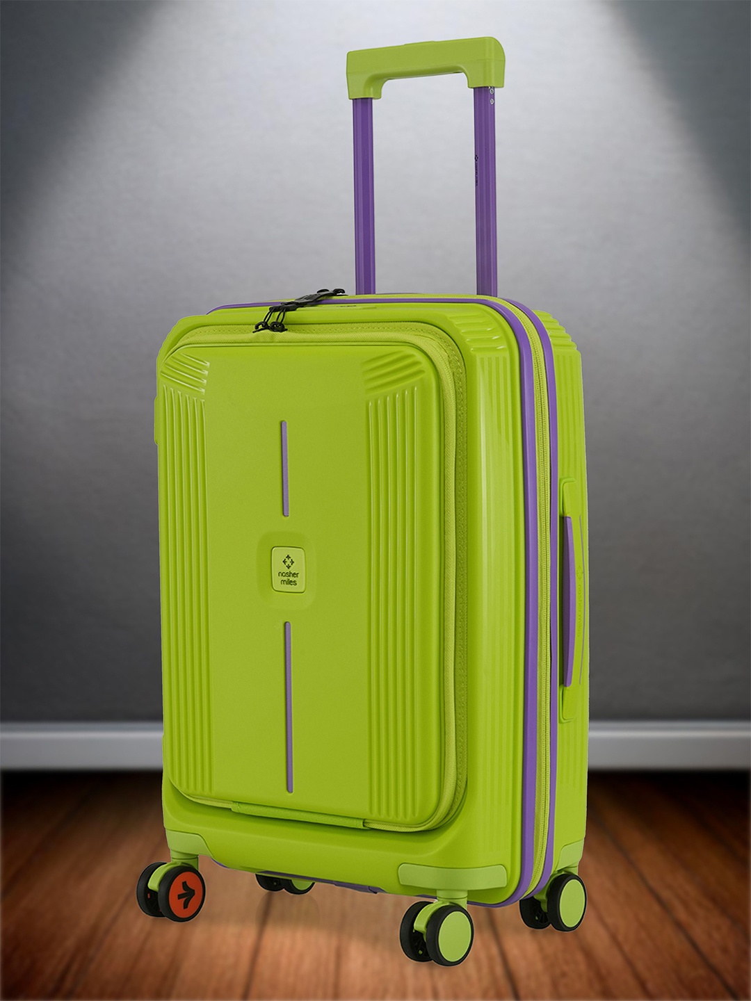 

Nasher Miles Alexandria Polypropylene Cabin Green Purple Trolley Bag - 20 Inch (55 cm), Fluorescent green