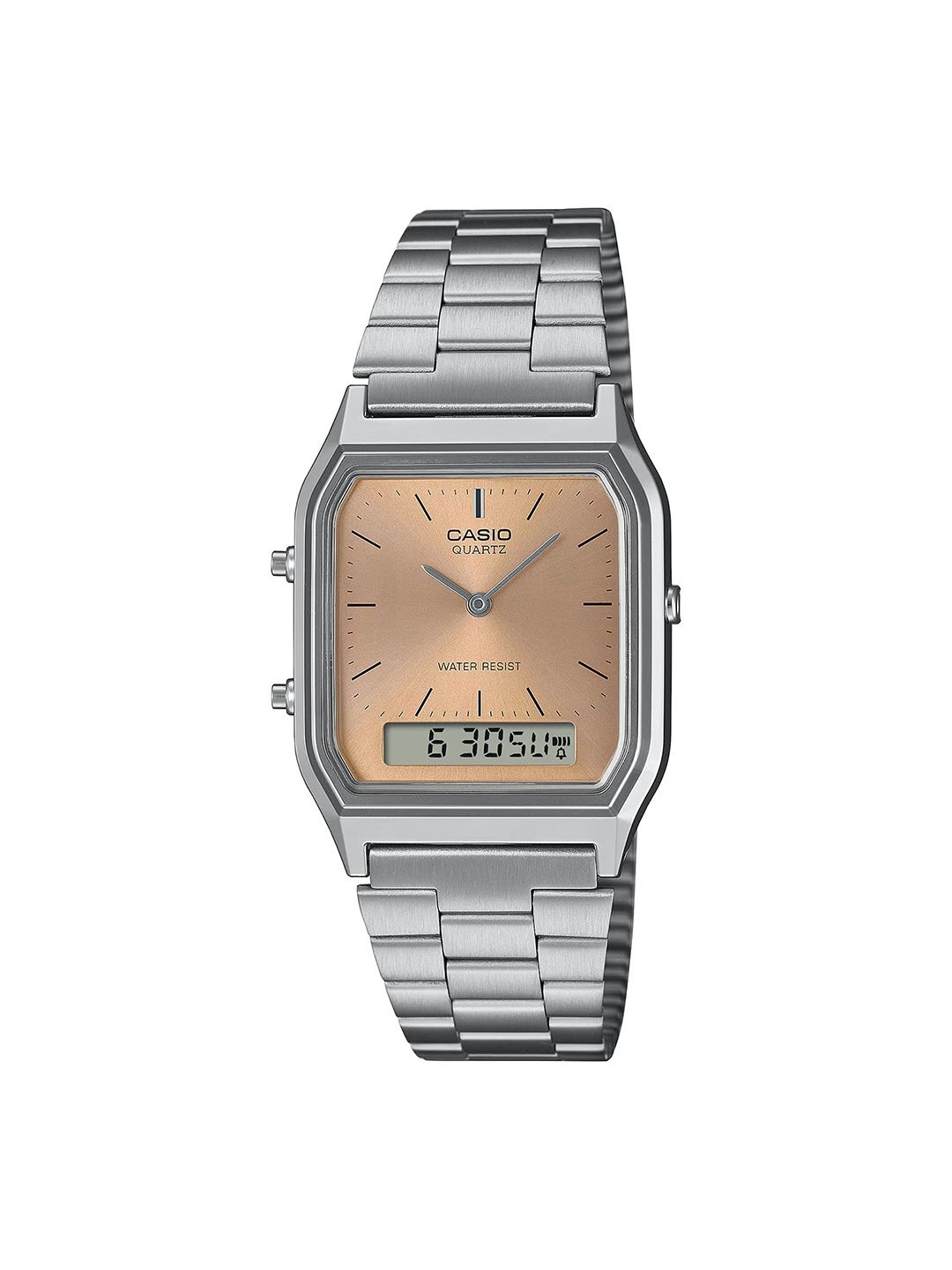 

CASIO Unisex Dial & Stainless Steel Cuff Straps Analogue and Digital Chronograph Watch AD279, Orange