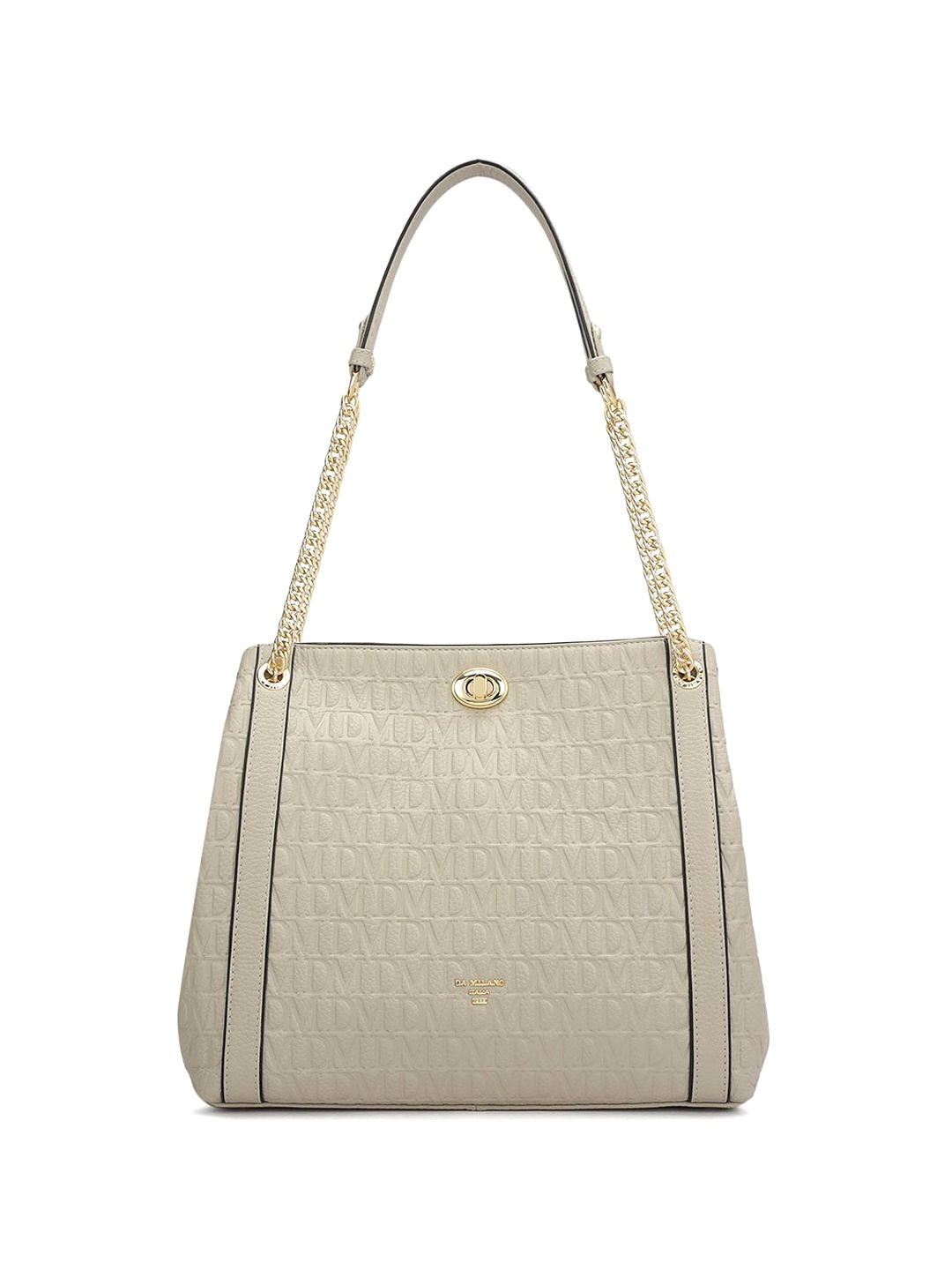 

Da Milano Women Solid Leather Shoulder Bag with Quilted, Beige