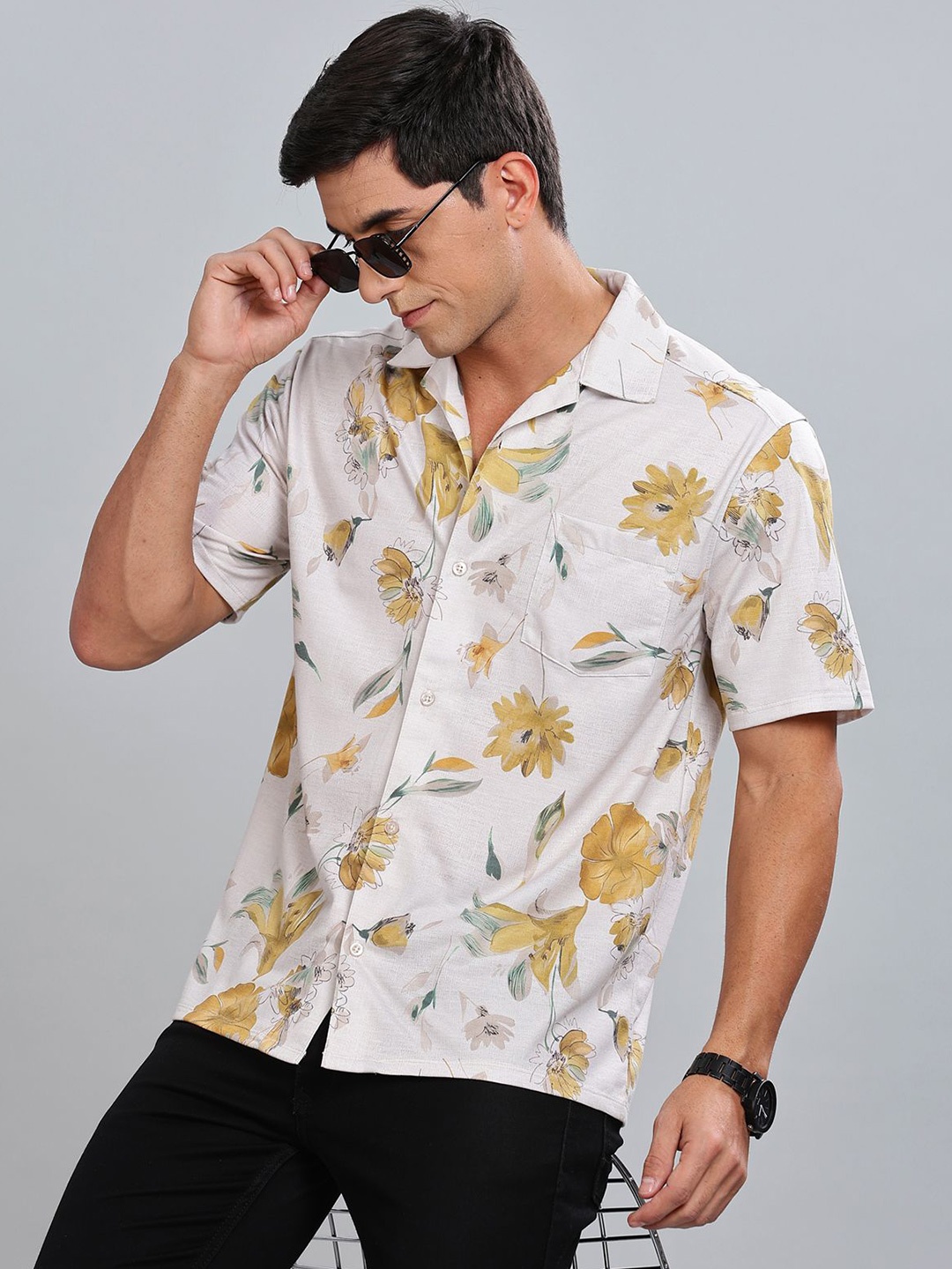 

BULLMER Men Standard Opaque Printed Casual Shirt, Yellow