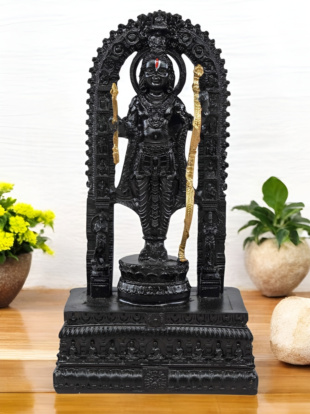 

VIVARS CRAFT Black & Gold Toned Lord Ram Religious Idol Showpiece