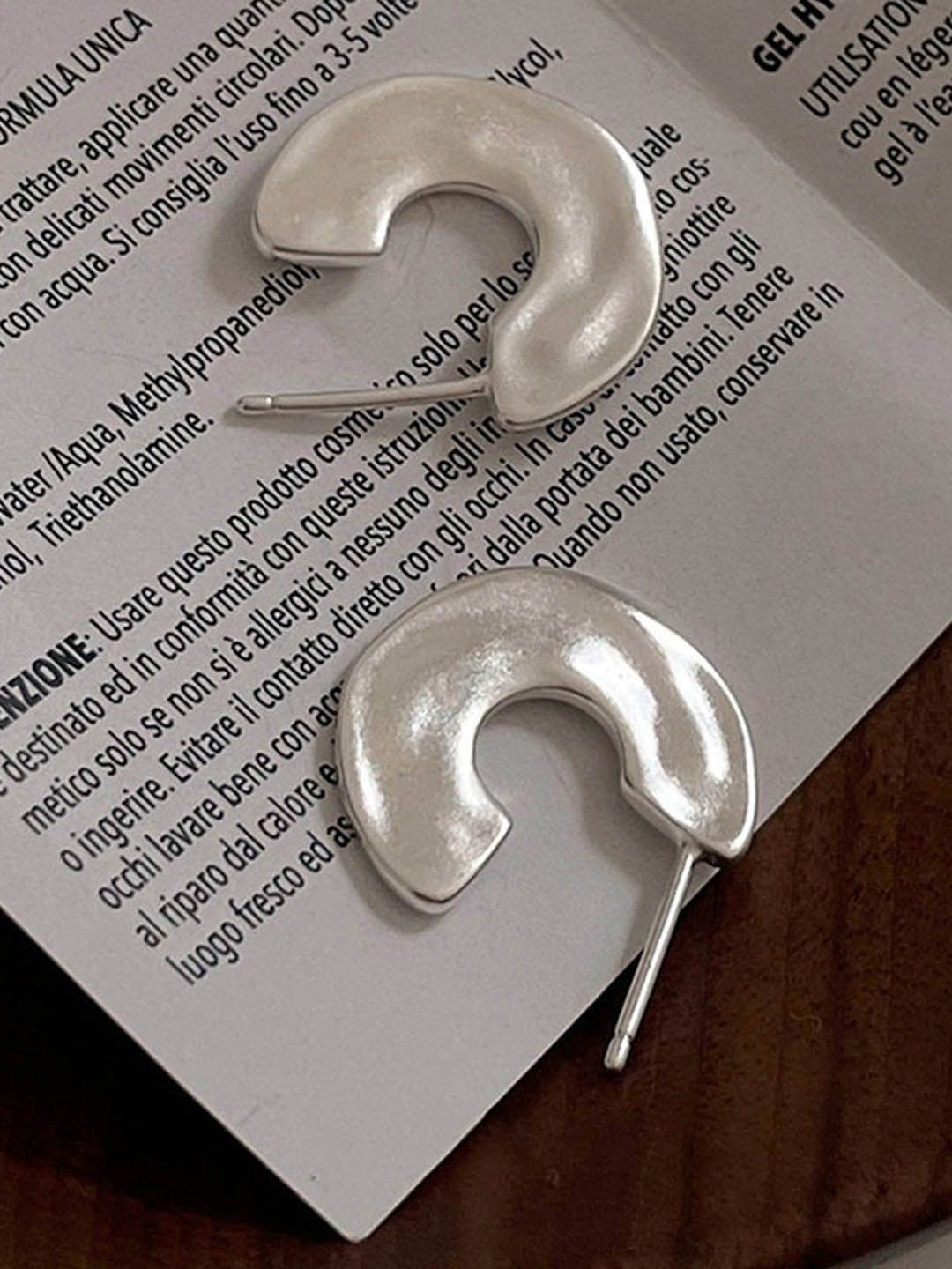 

StyleCast Contemporary Shaped Half Hoop Earrings, Silver