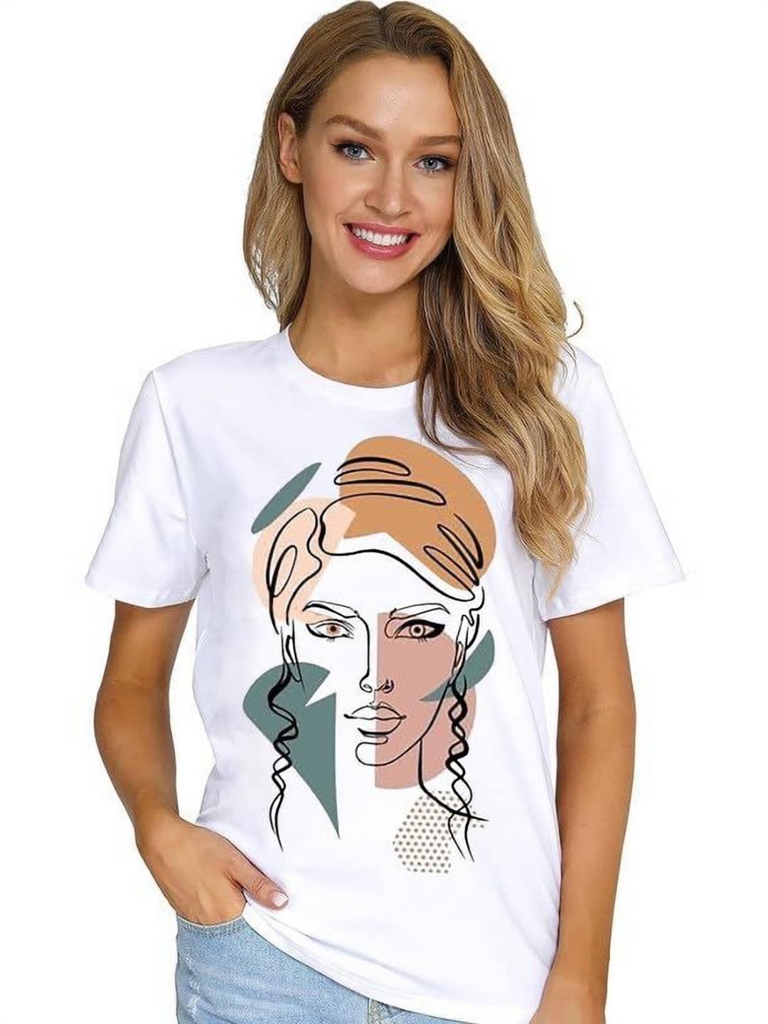 

VLAM Women Printed T-shirt, White