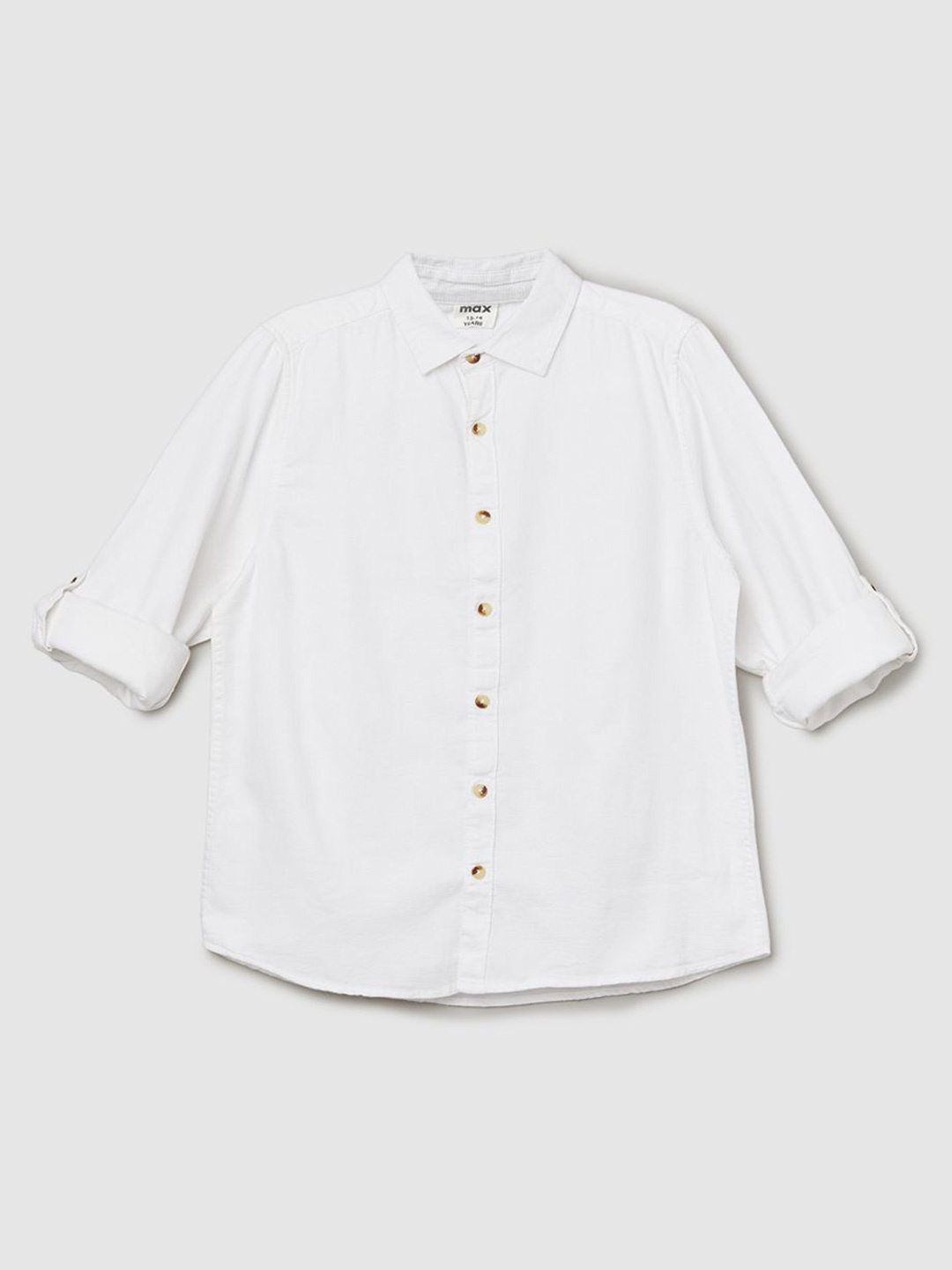 

max Boys Spread Collar Solid Cotton Casual Shirt, White