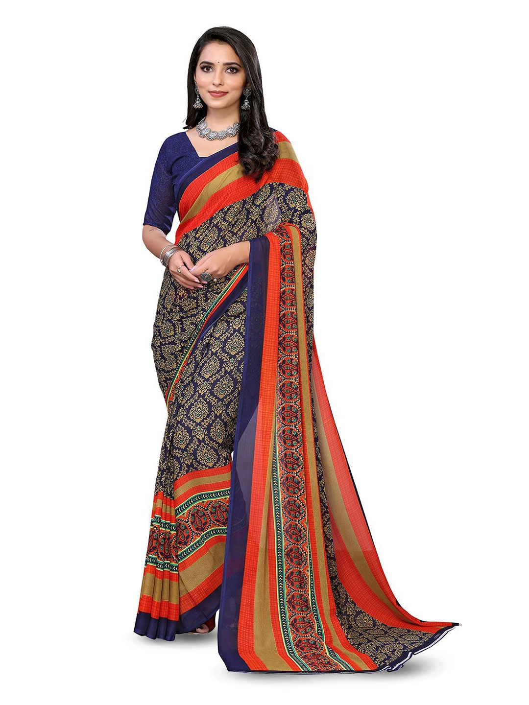 

Moda Rapido Ethnic Motifs Printed Saree, Blue