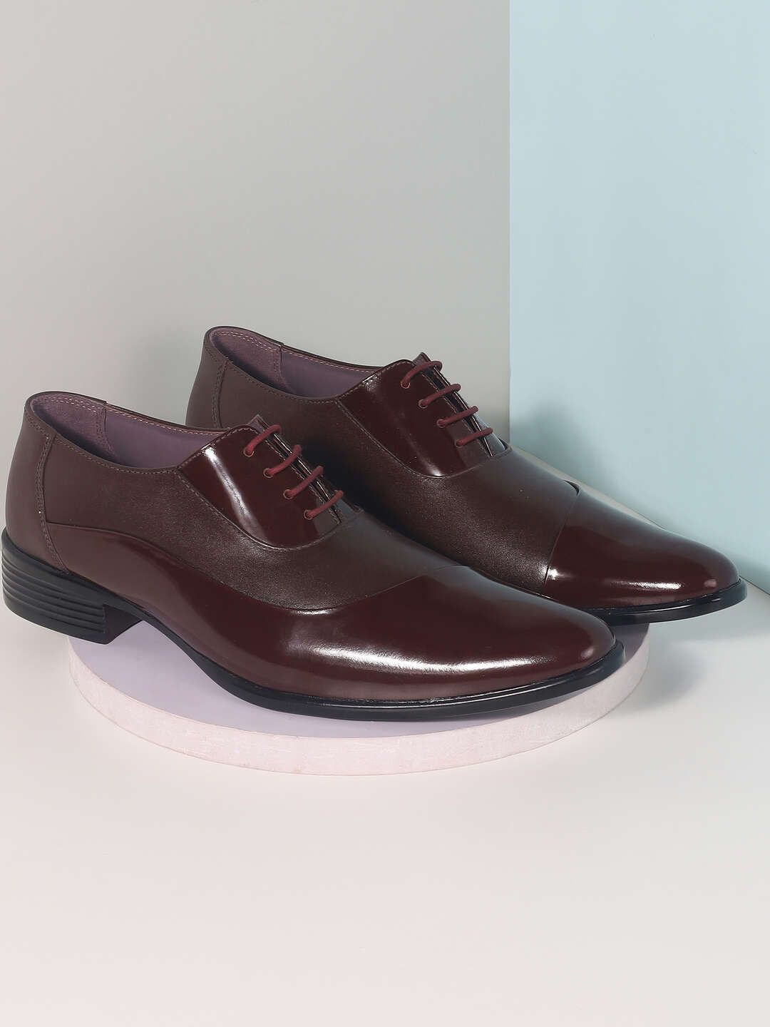 

Mochi Men Leather Formal Derbys Shoes, Maroon