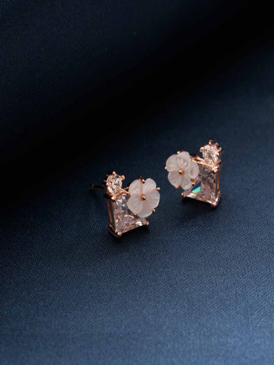 

Gargi by P. N. Gadgil & Sons 925 Sterling Silver Floral Shaped Studs, Rose gold