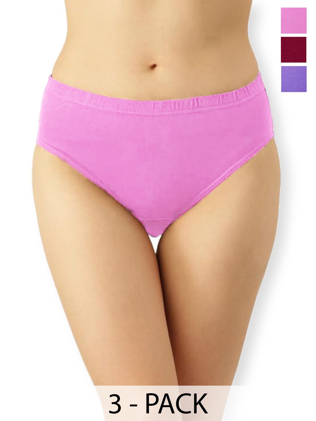 

inner element Pack Of 3 Pure Cotton Low-Rise Hipster Brief, Pink