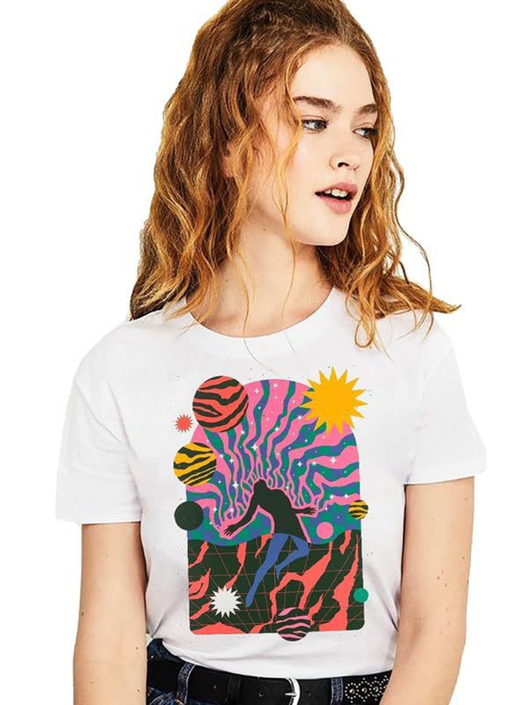 

VLAM Women Printed Pockets T-shirt, White