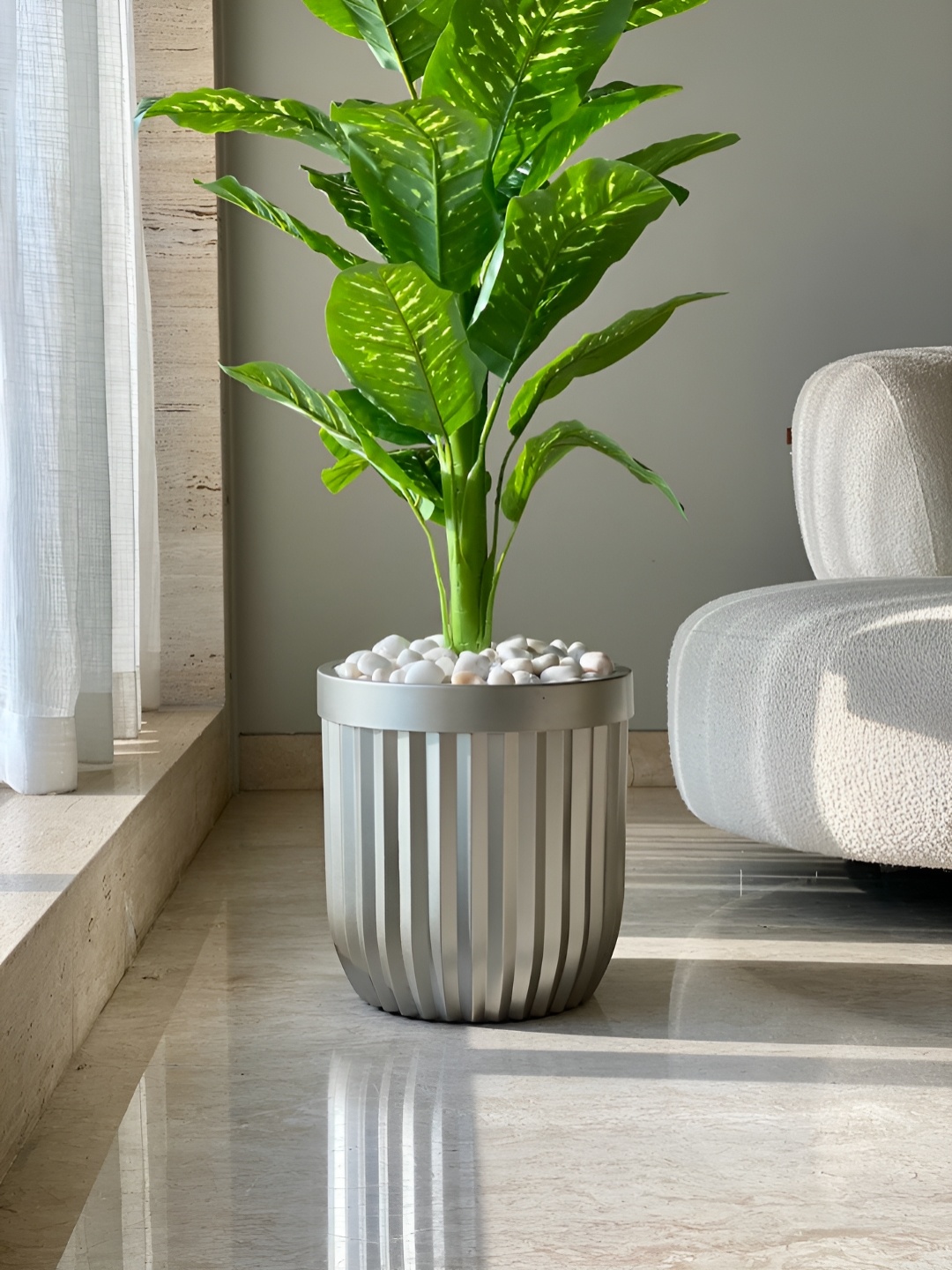 

Mason Home Grey & Green Grove Metallic Planter, Silver