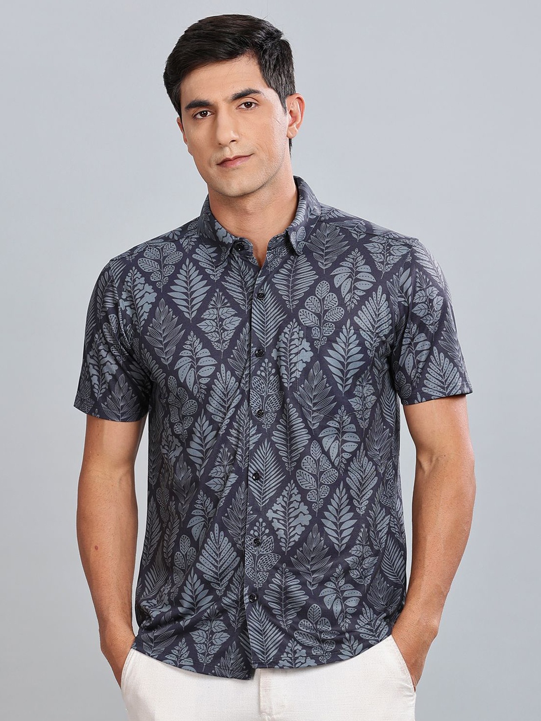 

BULLMER Men Standard Opaque Printed Casual Shirt, Grey