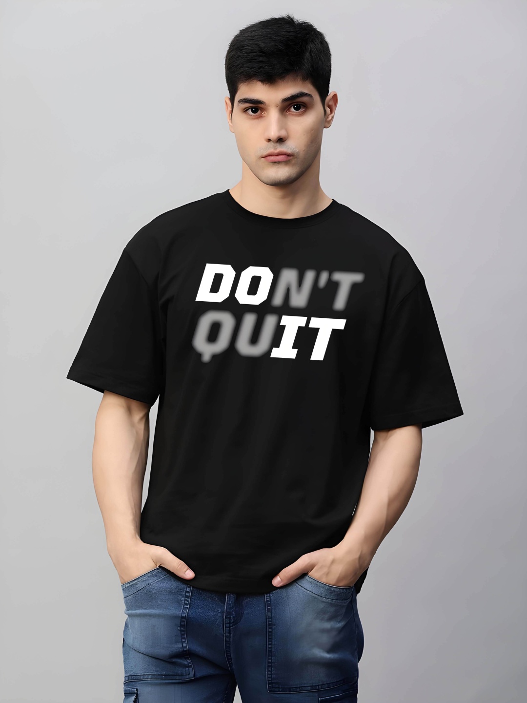 

Krimmple Men Drop-Shoulder Sleeves Pure Cotton T-shirt, Black