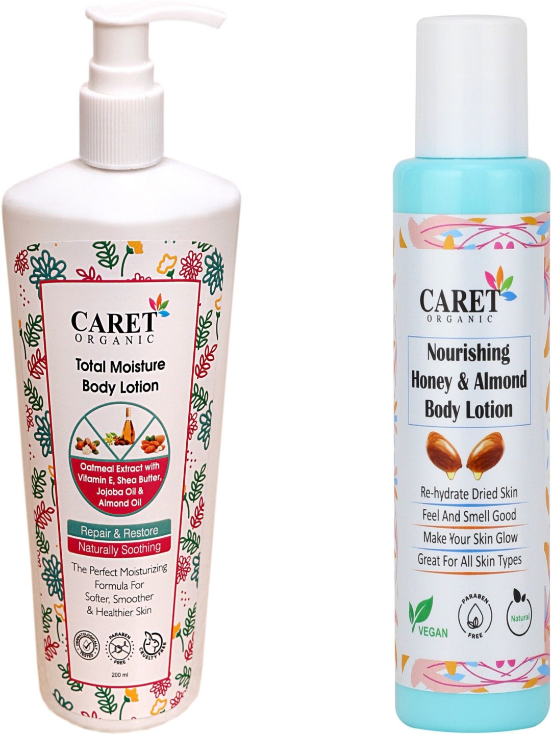 

CARET ORGANIC Set Of 2 Total Moisture Body Lotion - 200 ml & Almond Body Lotion - 100 ml, White