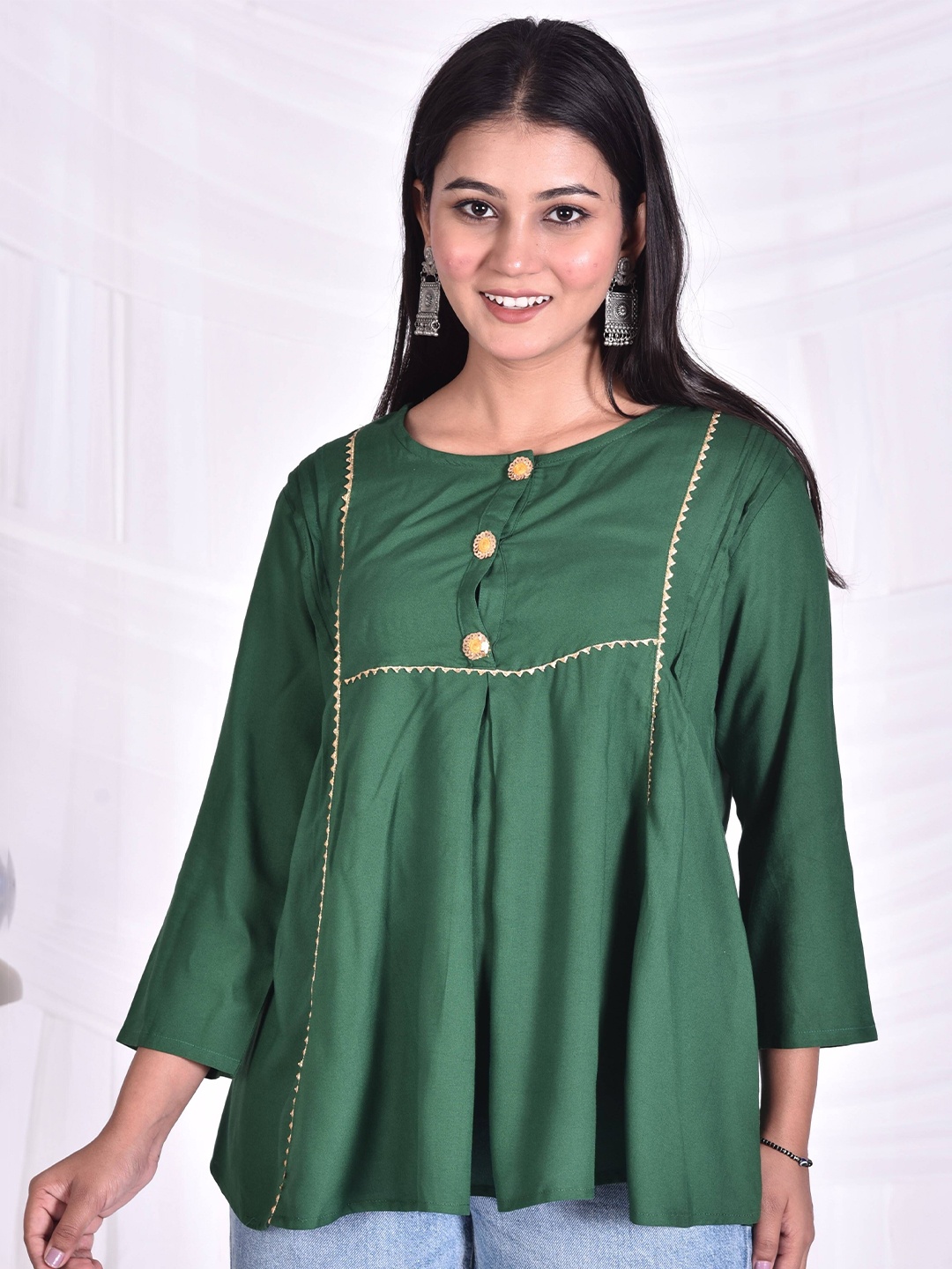 

Rashmi Shree Creation A-Line Top, Green