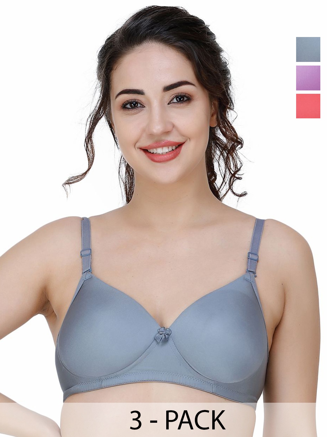 

College Girl Women Pack Of 3 Full Coverage Lightly Padded Bra, Red