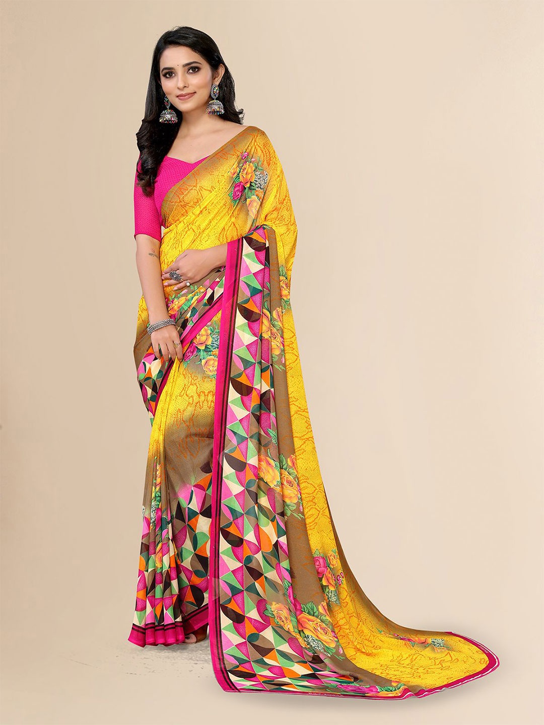 

Moda Rapido Geometric Printed Saree, Yellow