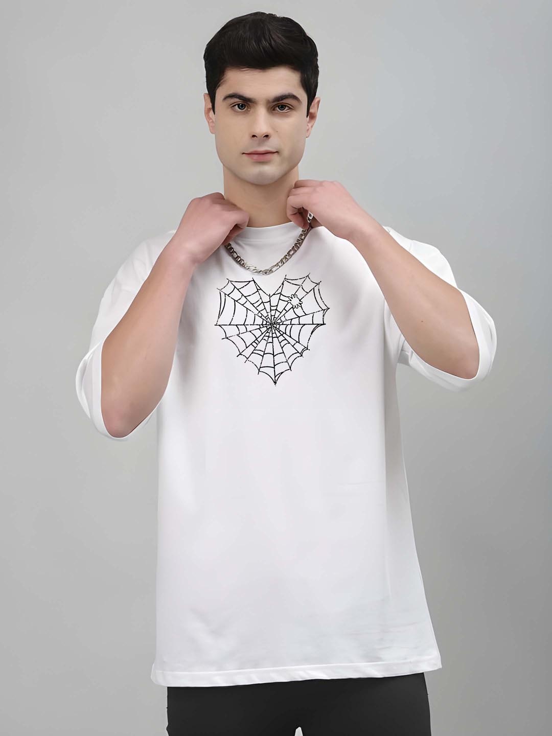 

Moda Rapido Men Drop-Shoulder Sleeves Pure Cotton T-shirt, White