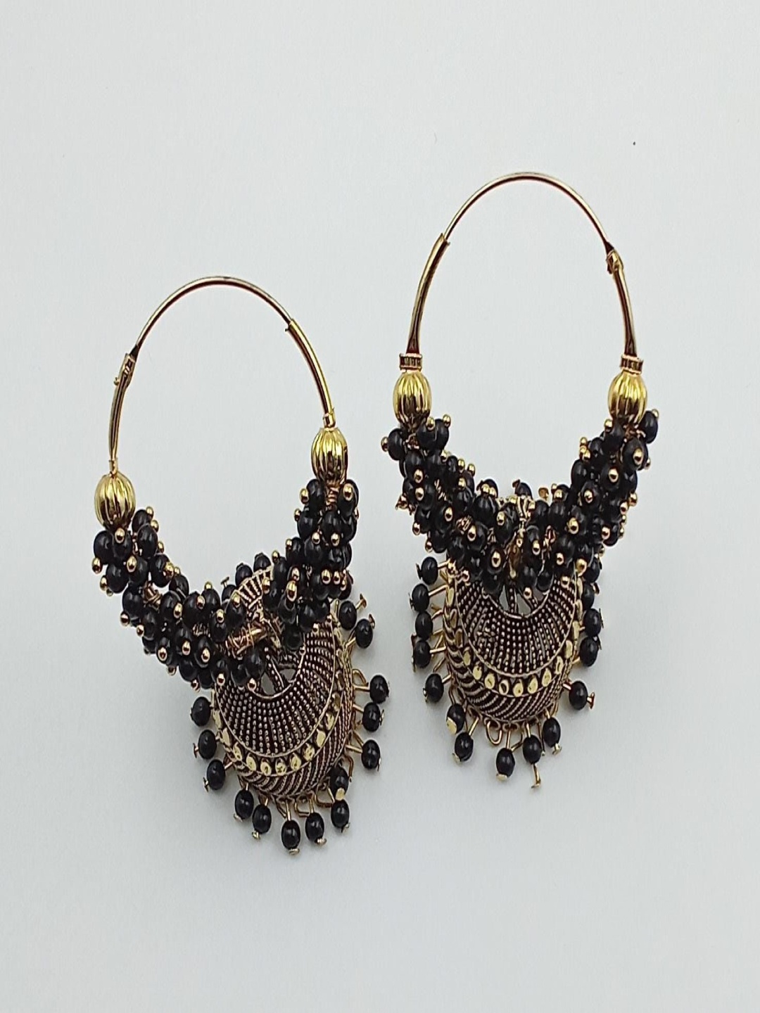 

JMBW INTERNATIONAL Set Of 2 Gold-Plated Artificial Beaded Dome Shaped Jhumkas
