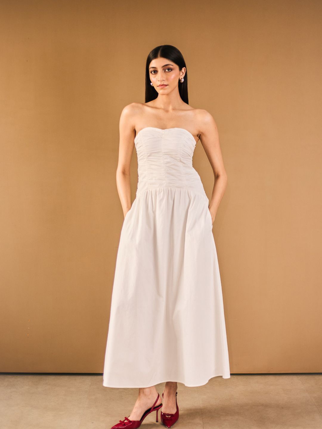 

Urban Suburban Strapless Fit & Flare Midi Dress, White