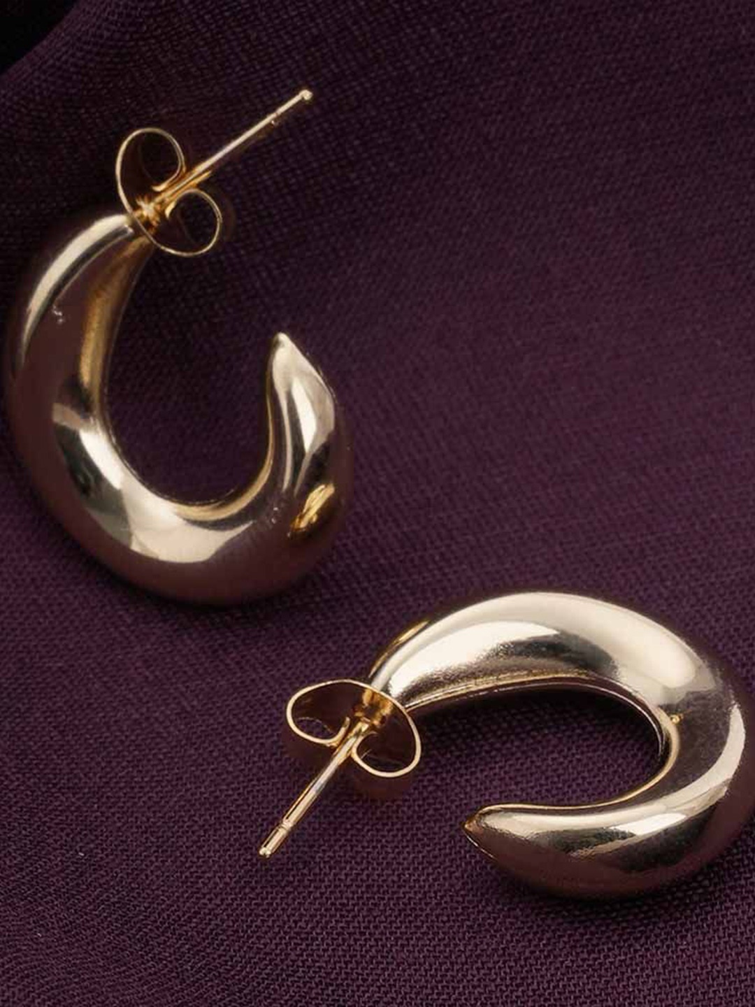 

PALMONAS 18k Gold Plated Cursive C Stainless Steel Hoop Earrings