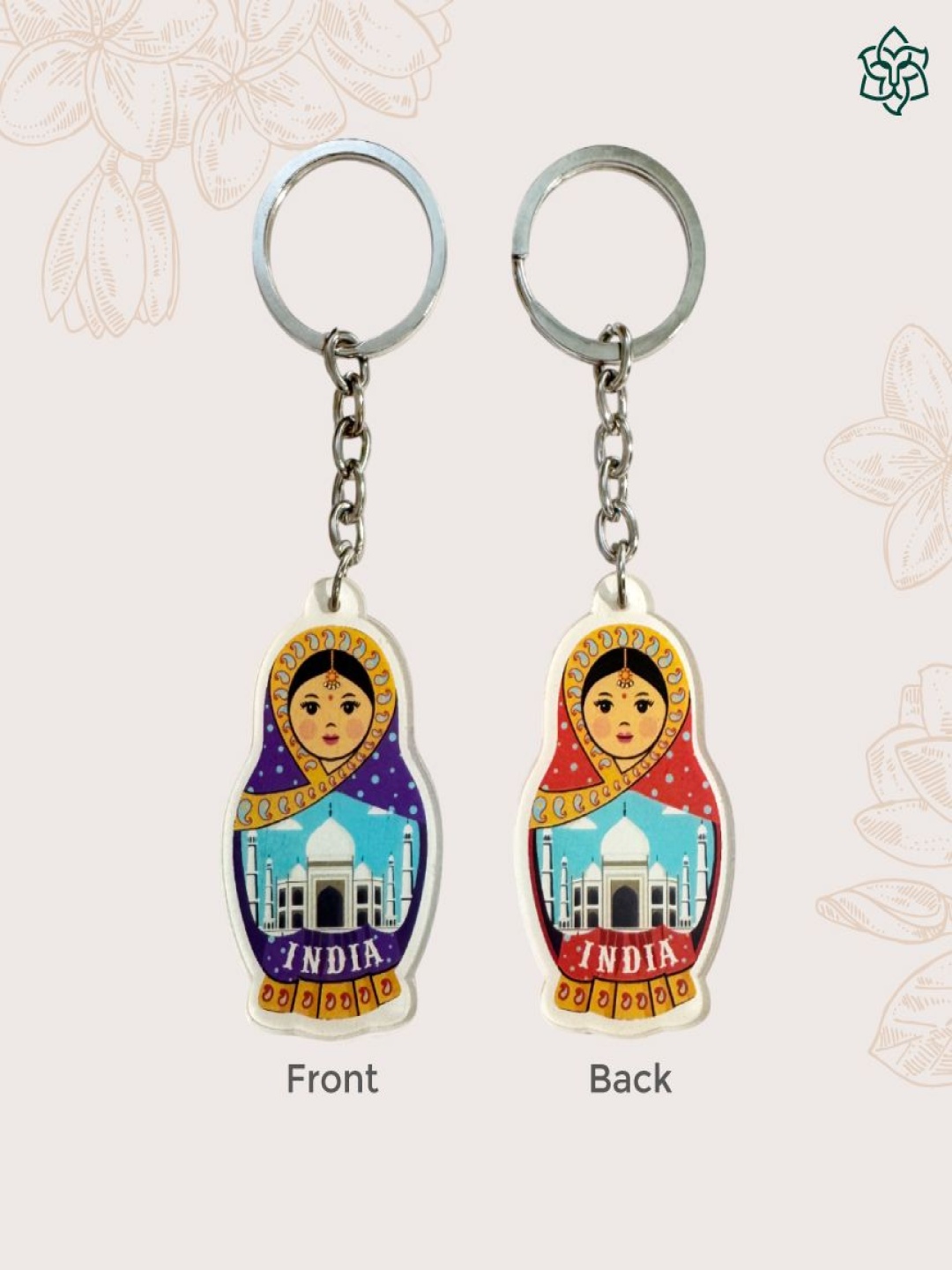

MAATIR DESIGNS Indian Doll Printed Double Side Keychain, Purple