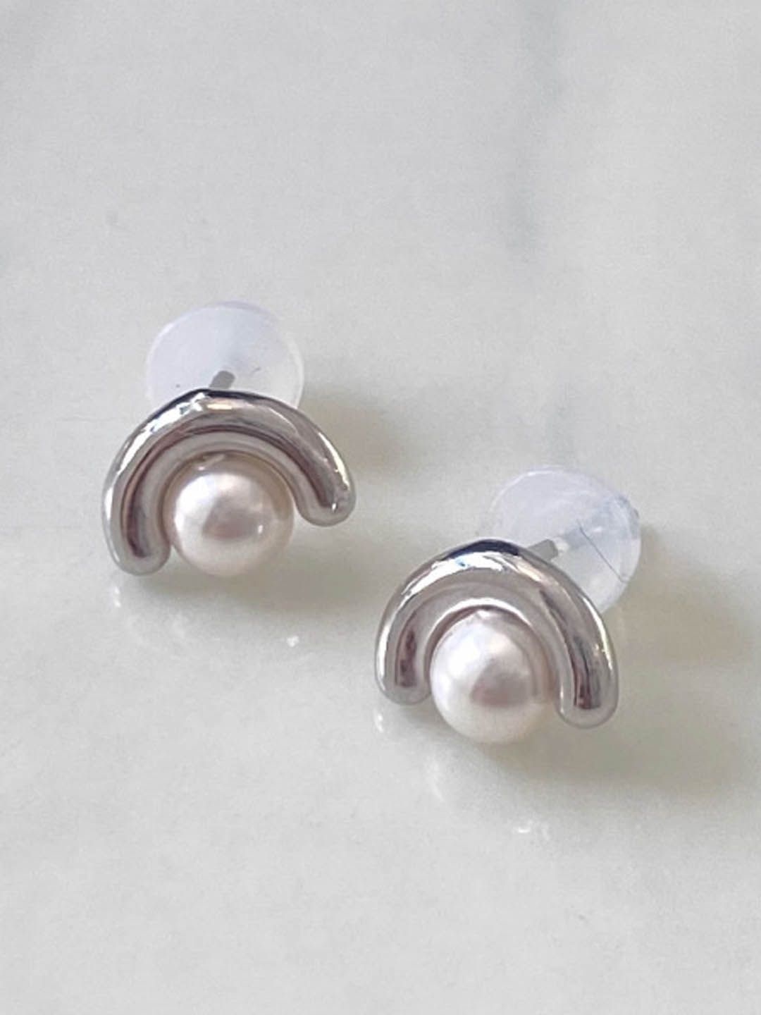 

StyleCast Silver-Plated Artificial Pearls Contemporary Shaped Studs