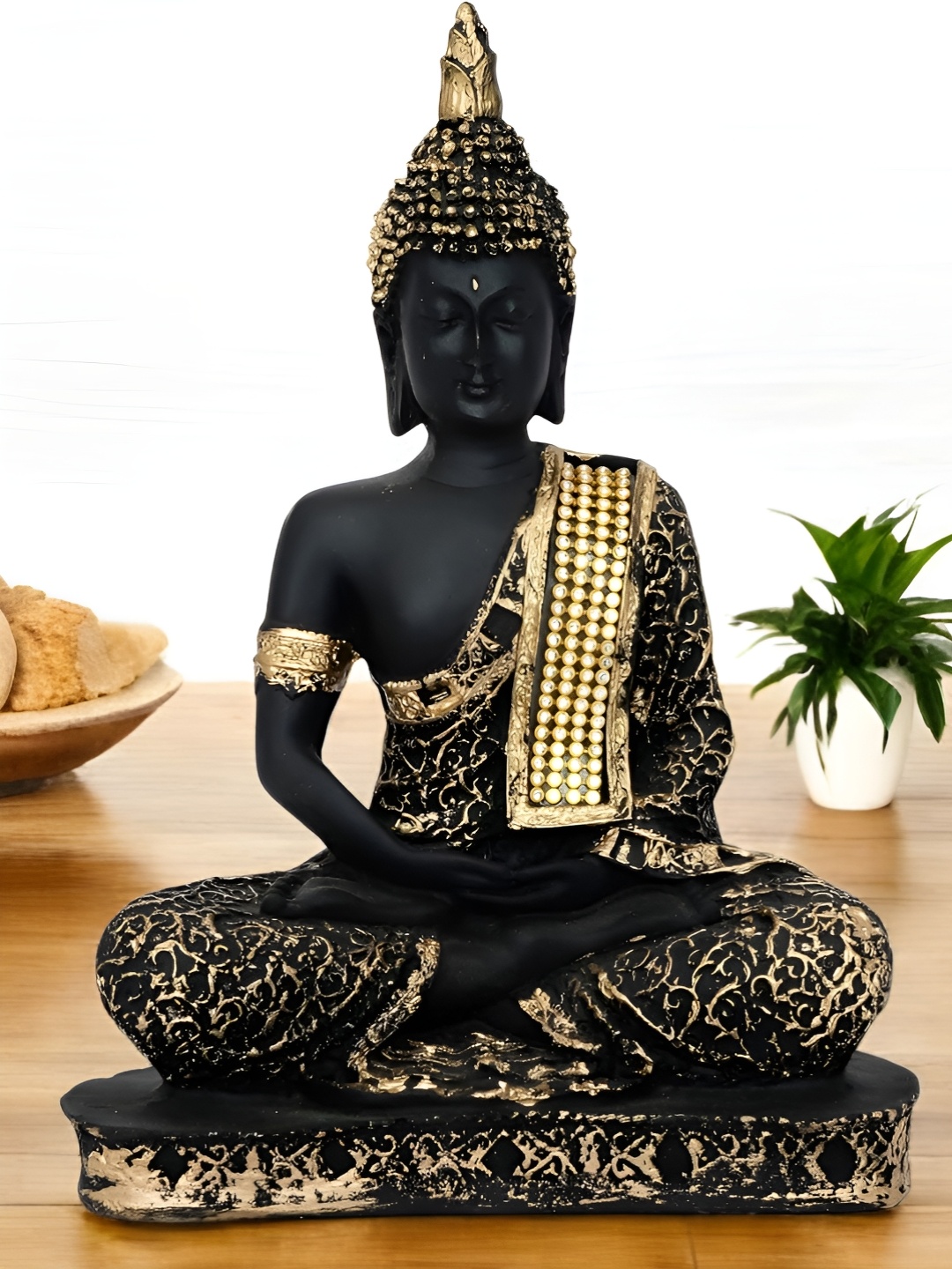 

VIVARS CRAFT Black And Gold-Tone Buddha Idol Showpiece