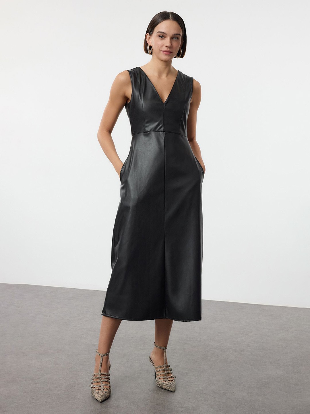 

Trendyol A-Line Midi Dress, Na