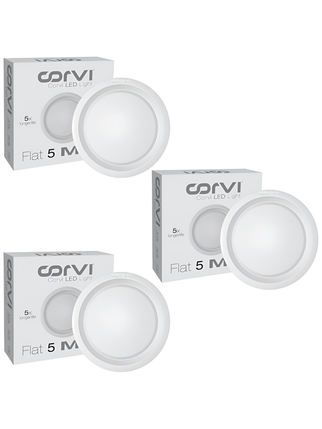 

CORVI White 3 Pieces LED Flat 5 18 Watts Round Ceiling Light