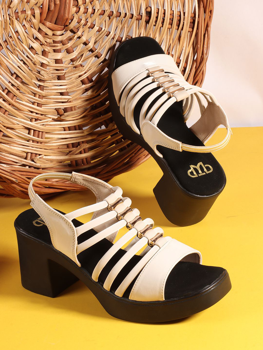 

THE WHITE POLE Women Block Sandals, Beige