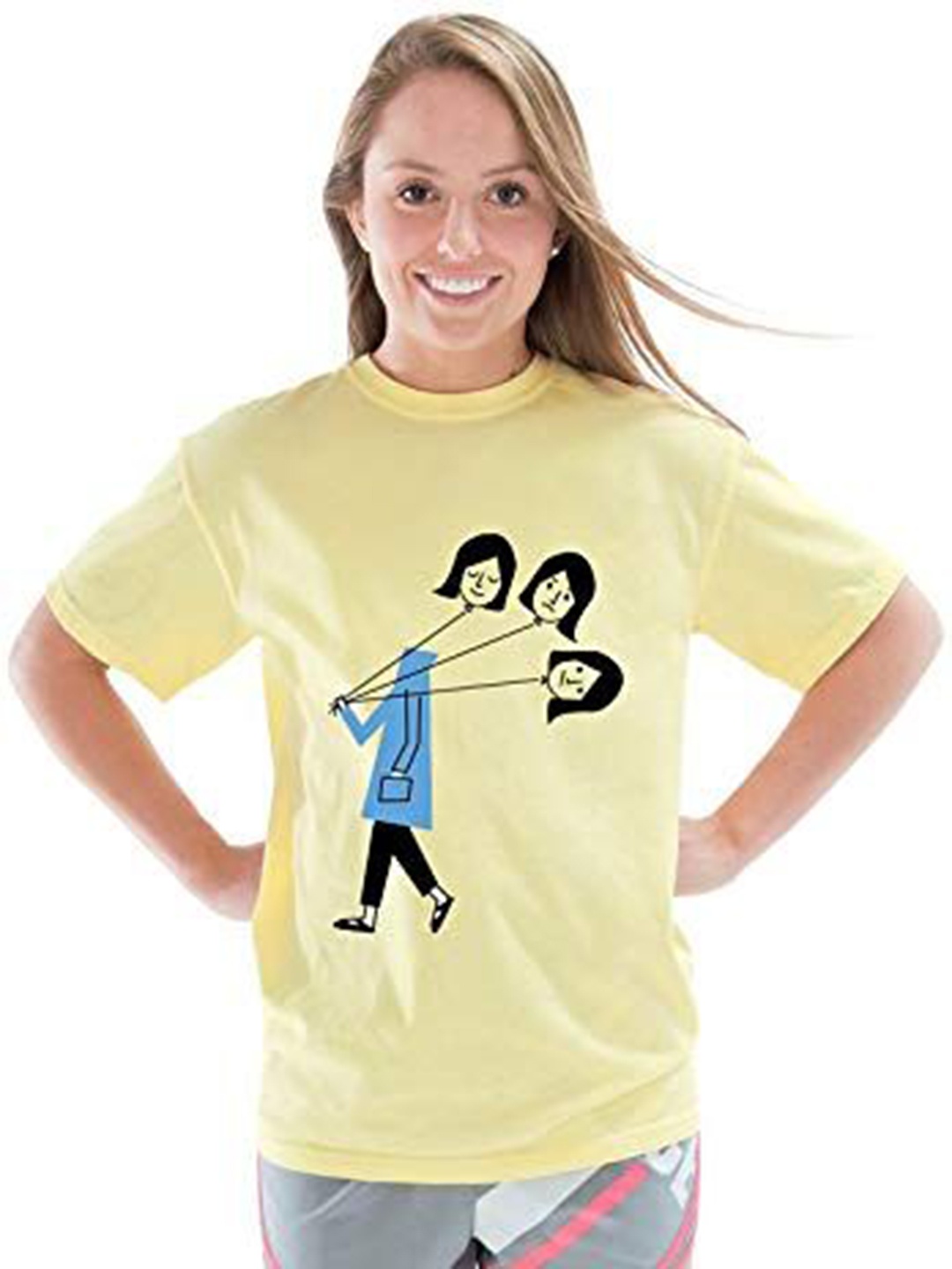 

VLAM Women Printed Applique T-shirt, Yellow