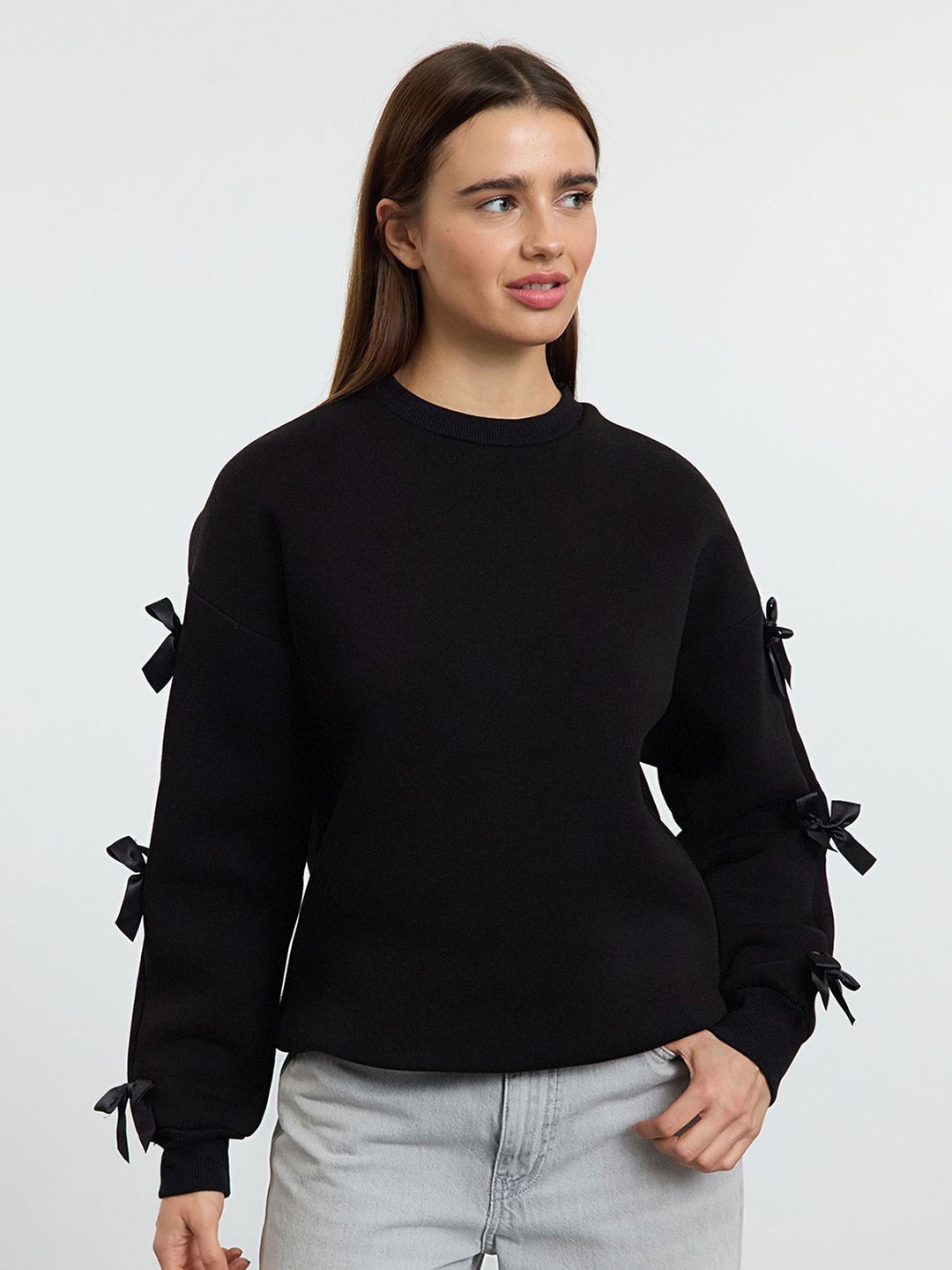 

Trendyol Women Sweatshirt with Bow Details, Black