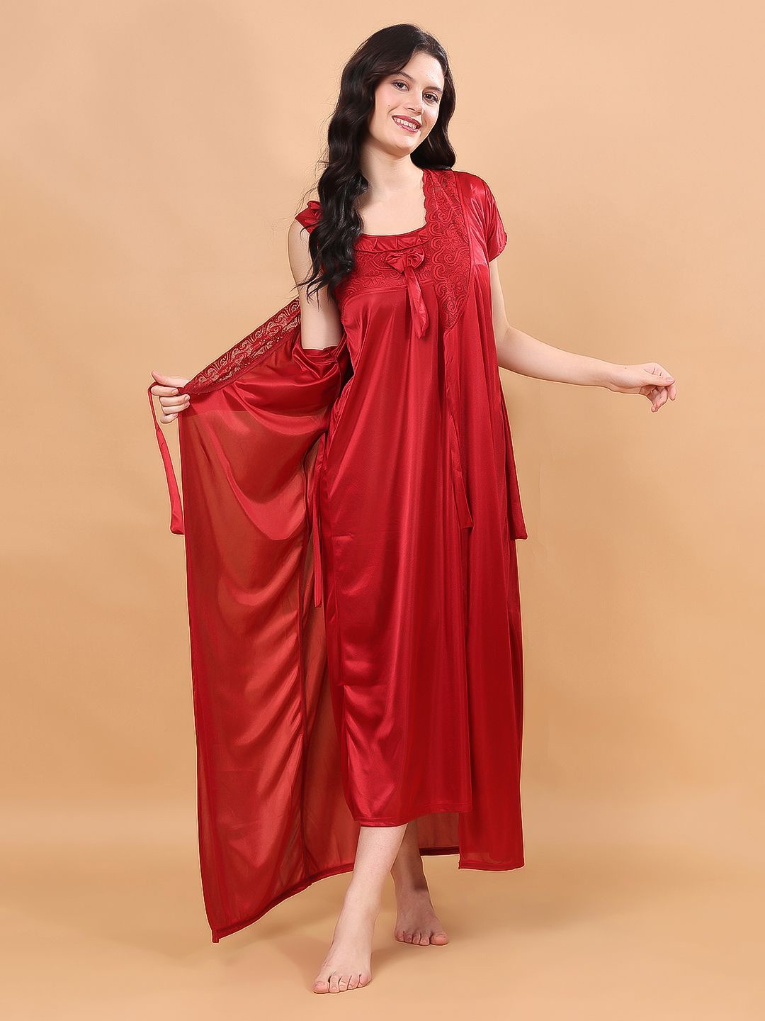 

CHUI MUI Maxi Nightdress, Maroon