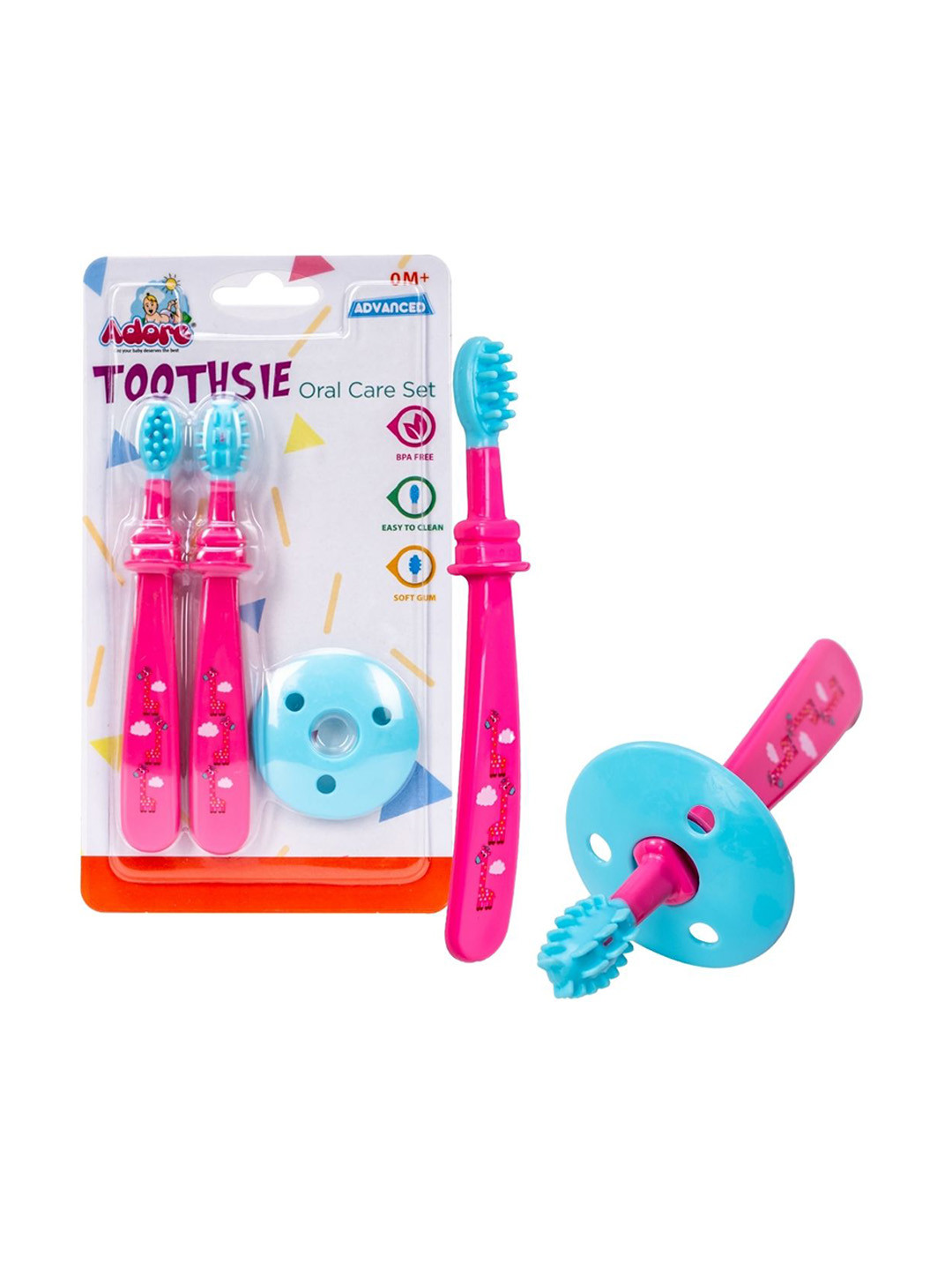 

Adore Toothsie Set Of 2 Baby Dental Care Kit, Pink