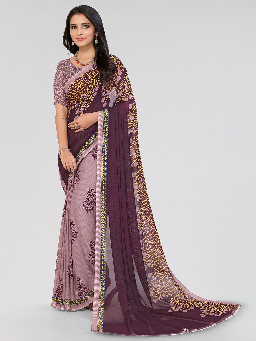 

Moda Rapido Floral Saree, Purple