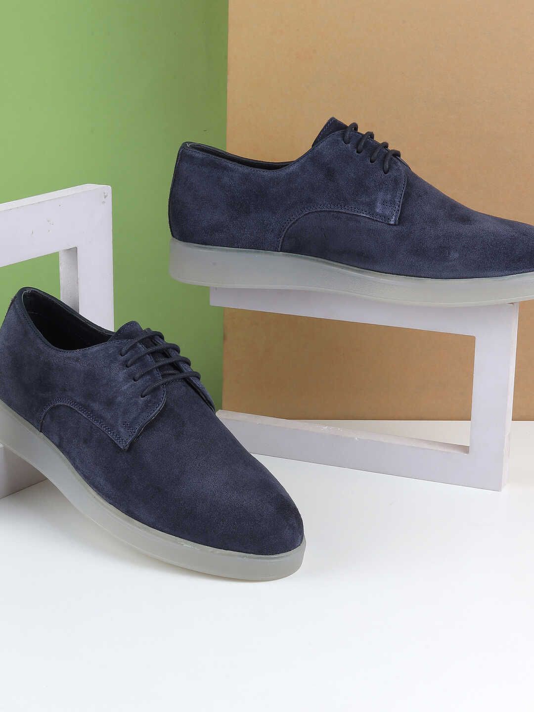 

Mochi Men Textured Suede Derbys, Blue