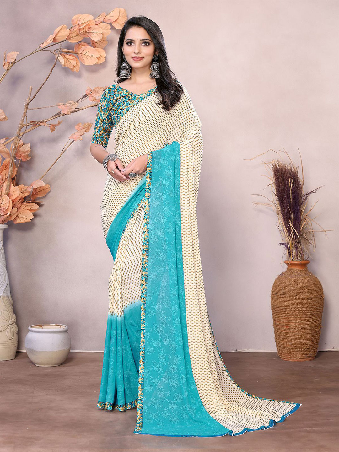

Moda Rapido Printed Saree, Blue