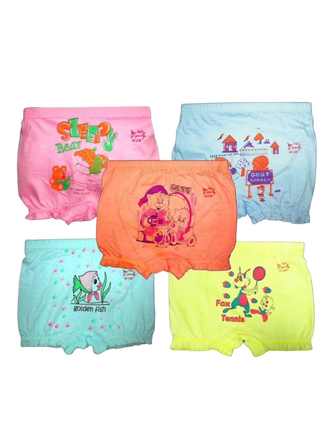 

HAP Girls Pack Of 5 Printed Cotton Hipster Briefs - Kids Bloomer_LCPP_Pk5, Pink