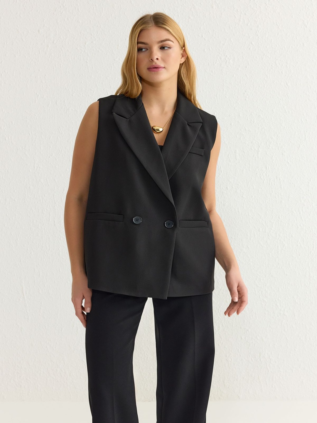 

Trendyol Double Breasted Casual Blazer, Black