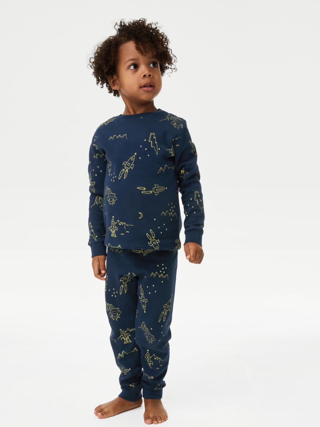 

Marks & Spencer Boys Pure Cotton Printed Night suit, Navy blue