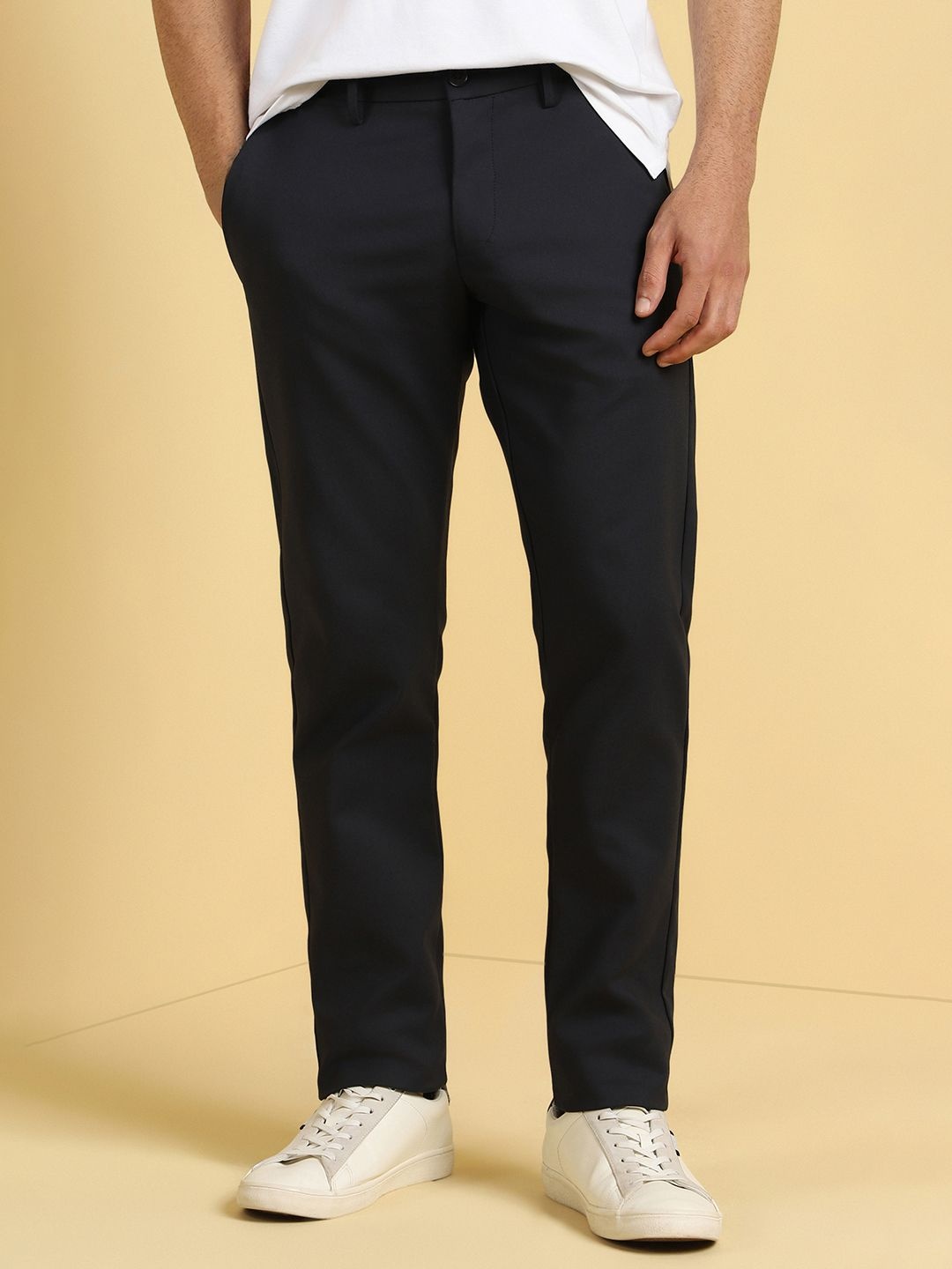 

Allen Solly Men Mid-Rise Slim Fit Trousers, Black