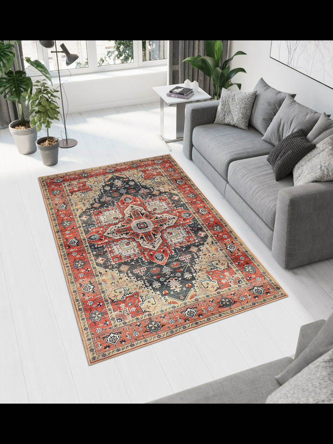 

MAA HOME CONCEPT Red Ethnic Motifs Anti-Skid Woollen Carpet