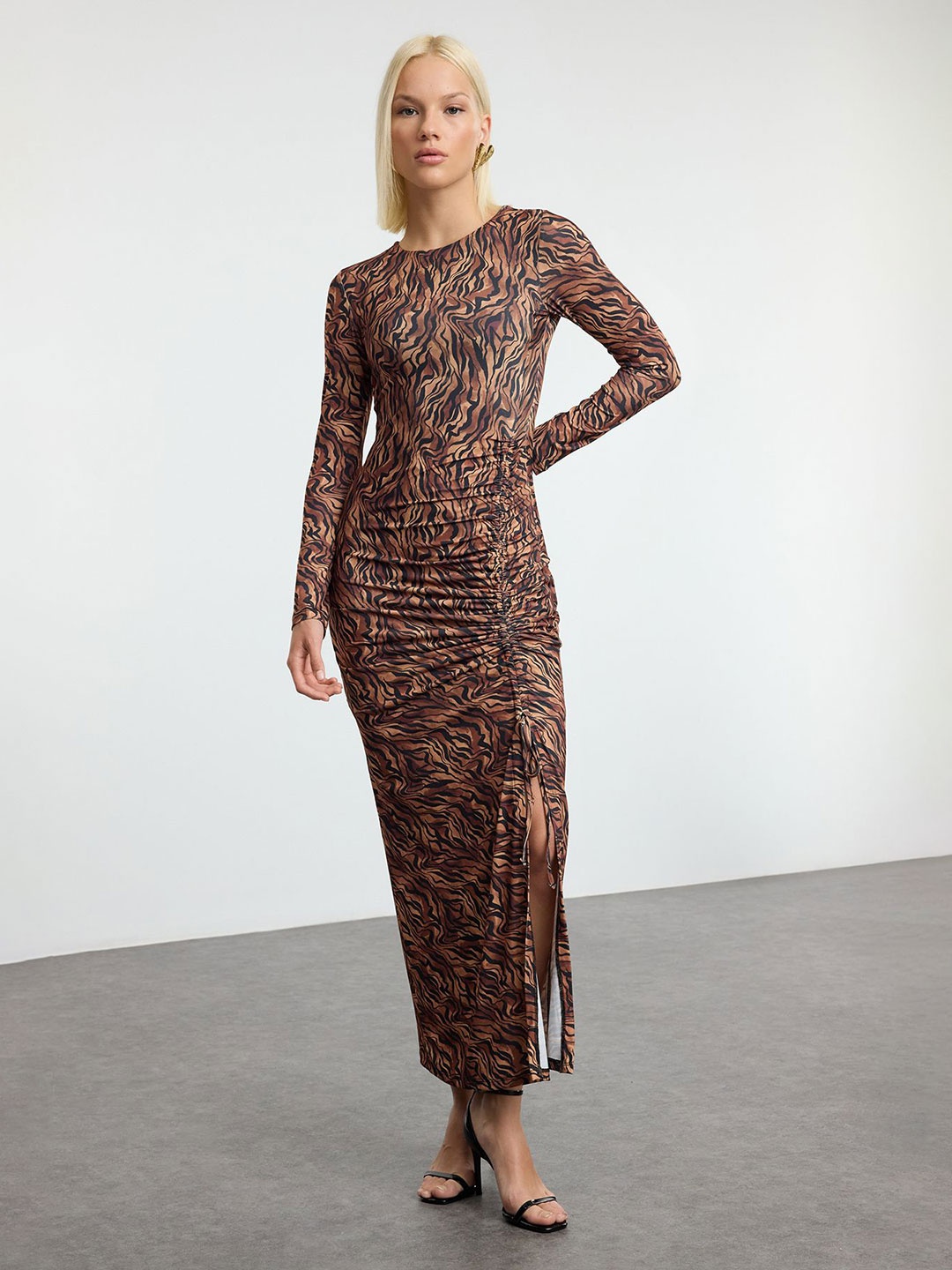 

Trendyol ok Renkli Animal Print Bodycon Dress, Na