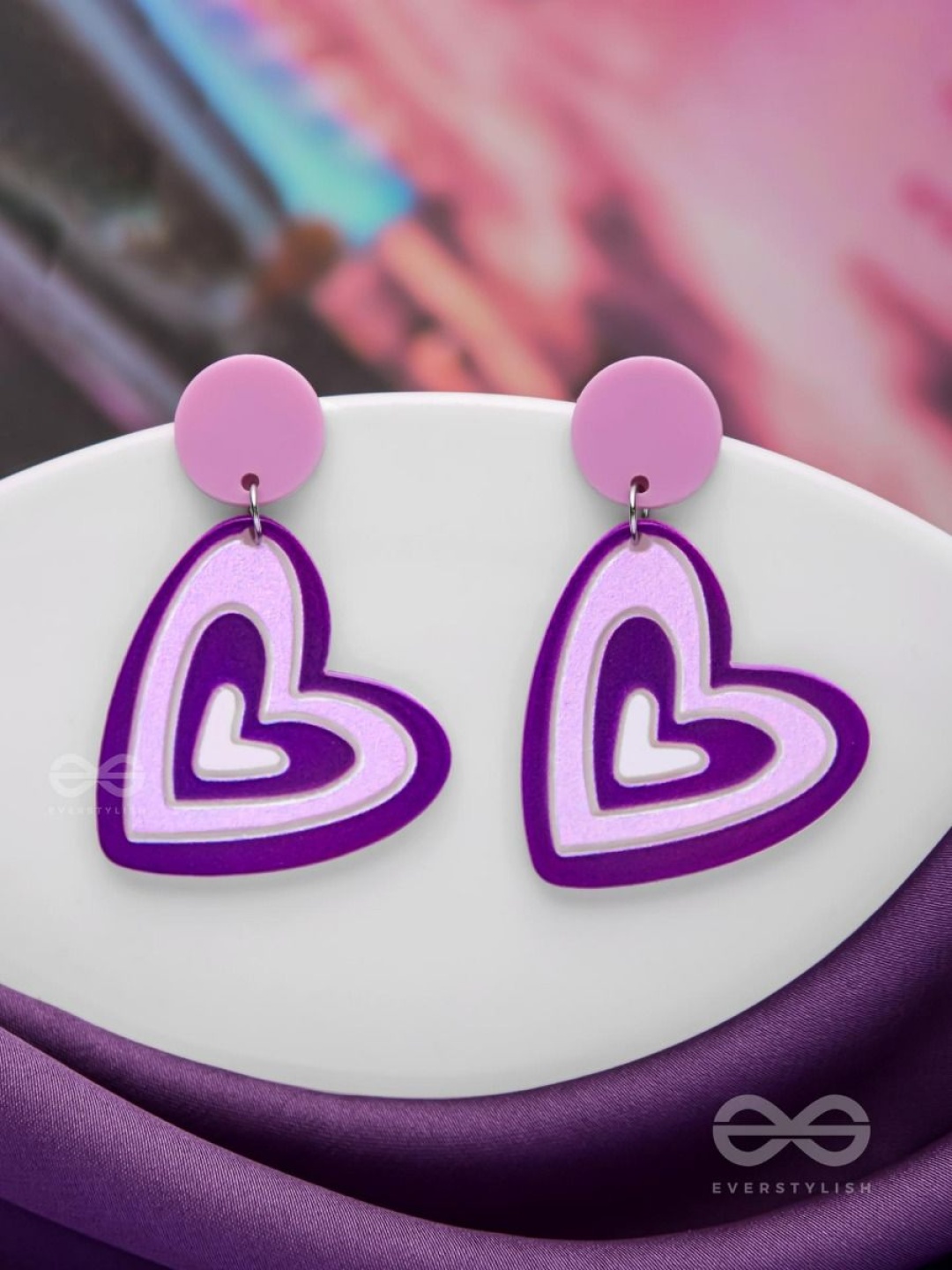 

EVERSTYLISH The Lilac Love Heart Shaped Shaped Drop Earrings, Purple
