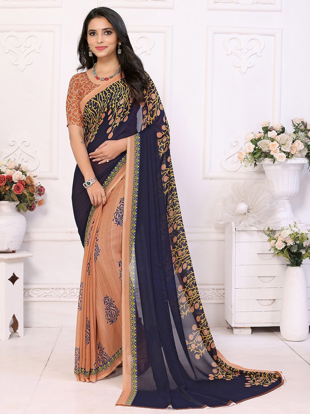 

Moda Rapido Women Ethnic Motifs Printed Saree, Blue