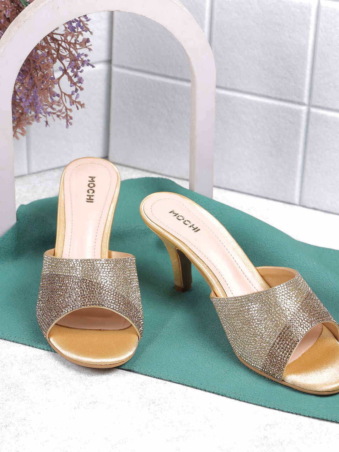 

Mochi Textured Wedge Mules, Gold