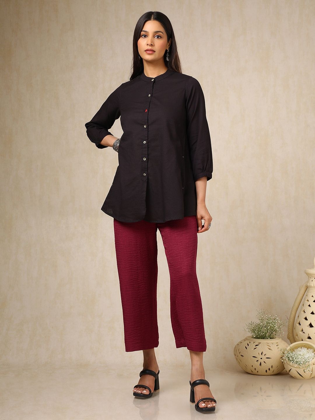 

Soch Women Trousers, Maroon